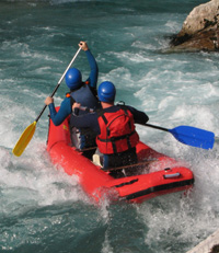 Kayaking in two person inflatables